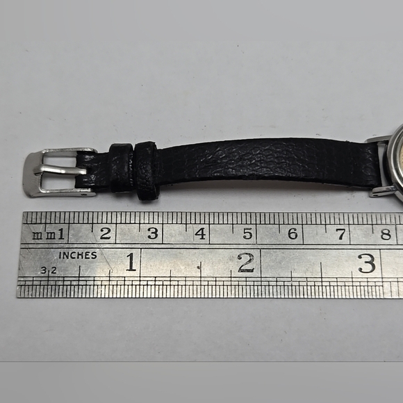 Vintage Womens Wyler Incaflex Swiss Watch Manual Wind Silver Black Leather Runs - Picture 8 of 11